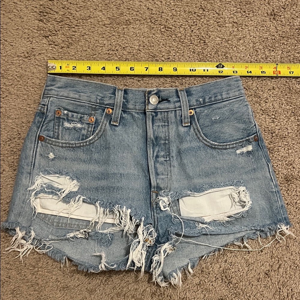 Vintage Levi's Big E 501 Light Blue Distressed Jean Shorts